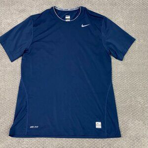 Nike Pro Fitted Shirt Men's XL Blue Short Sleeve Combat Gym Training Tee T Shirt